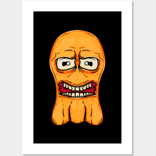 Orange boo doodle face monster Posters and Art